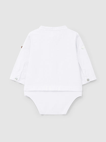 Body-Camisa Liso em Linho