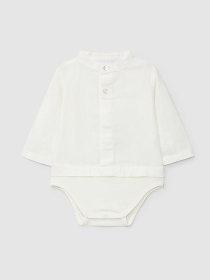Body-Camisa Liso em Linho