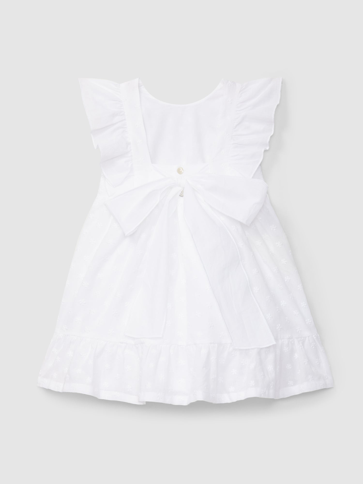 Vestido Flores Bordadas Laço nas Costas