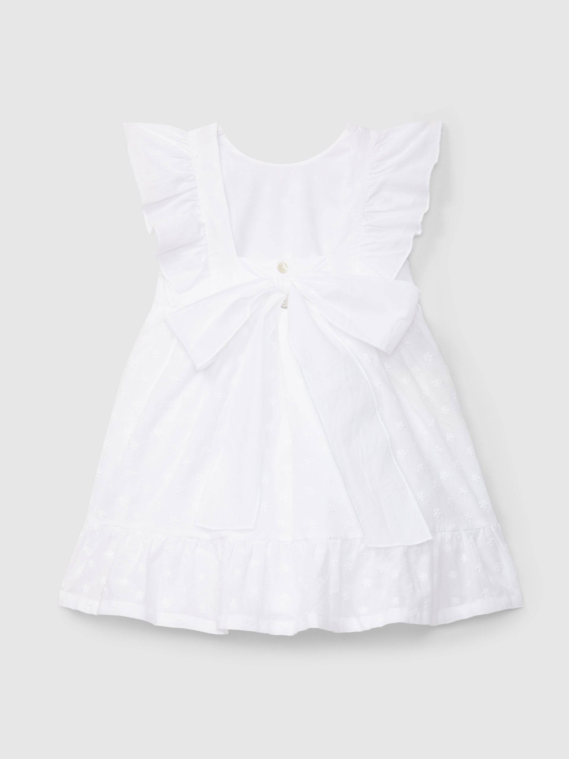 Vestido Flores Bordadas Laço nas Costas