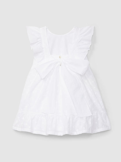 Vestido Flores Bordadas Laço nas Costas