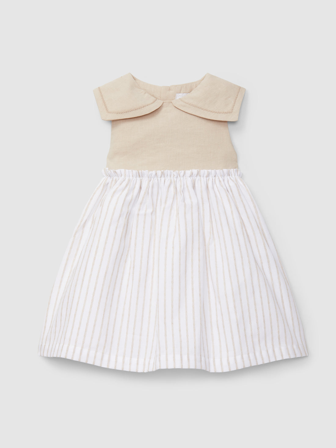 Vestido Riscas em Relevo e Linho