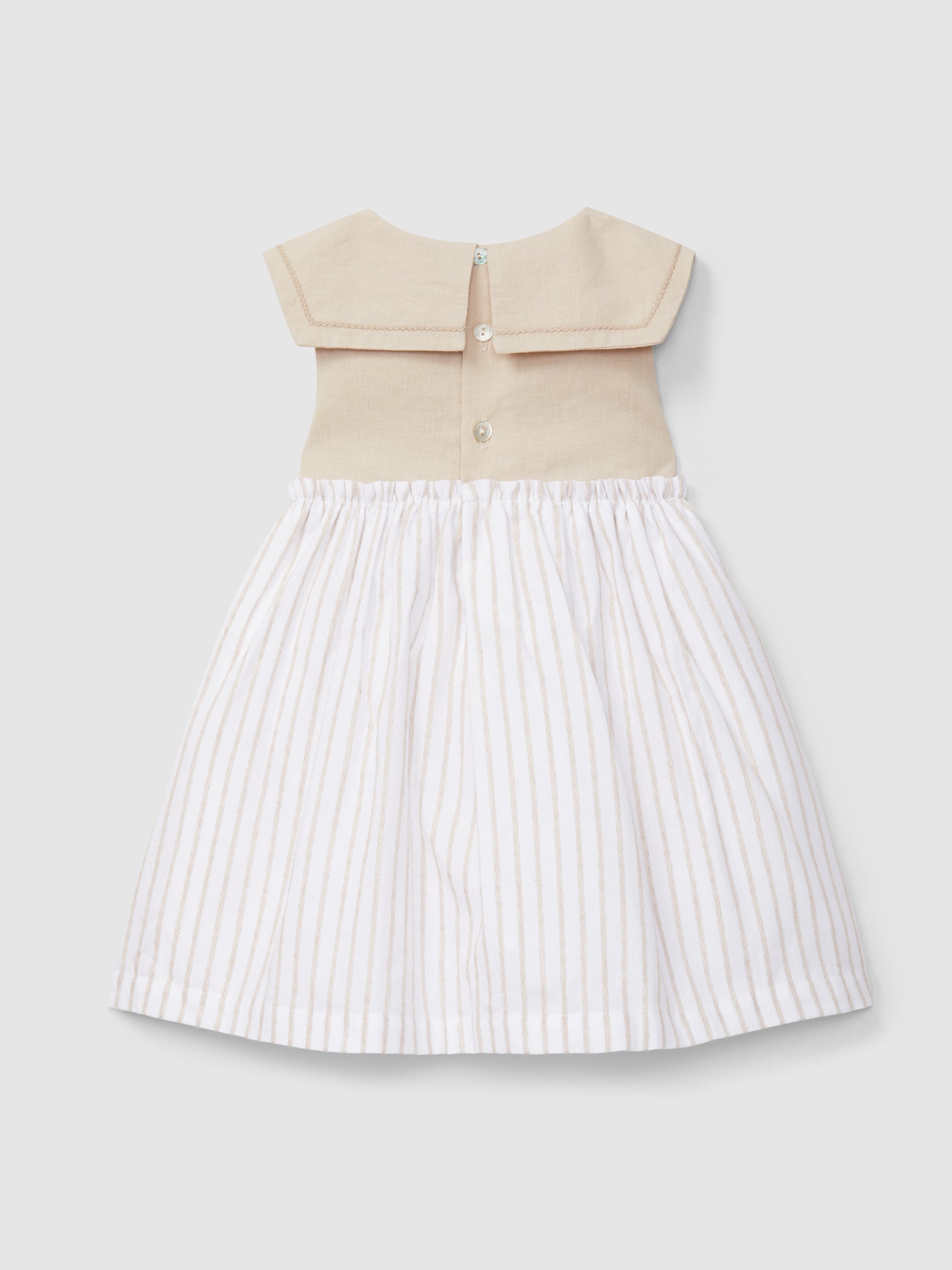 Vestido Riscas em Relevo e Linho