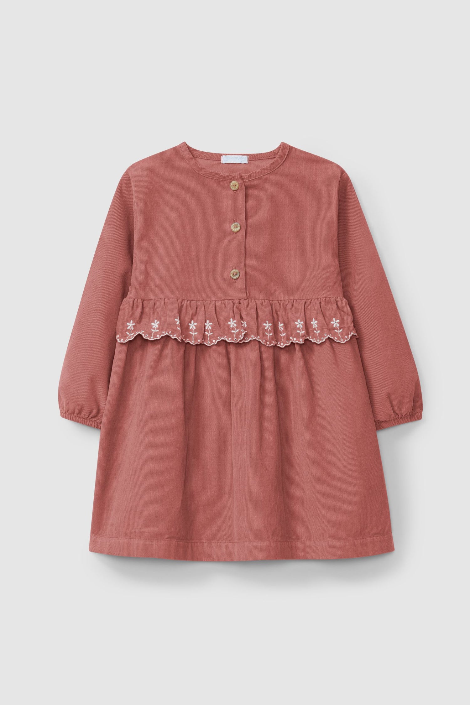 Vestido em Micro-Bombazine Flores Bordadas