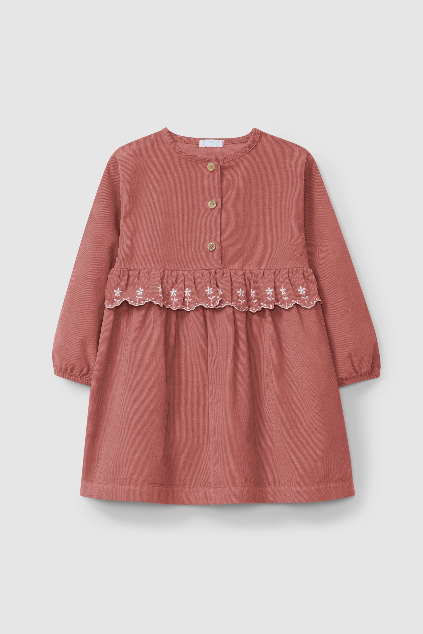 Vestido em Micro-Bombazine Flores Bordadas