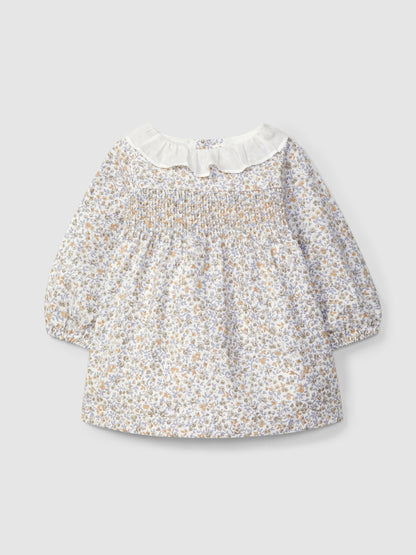 Vestido Floral com Smocks