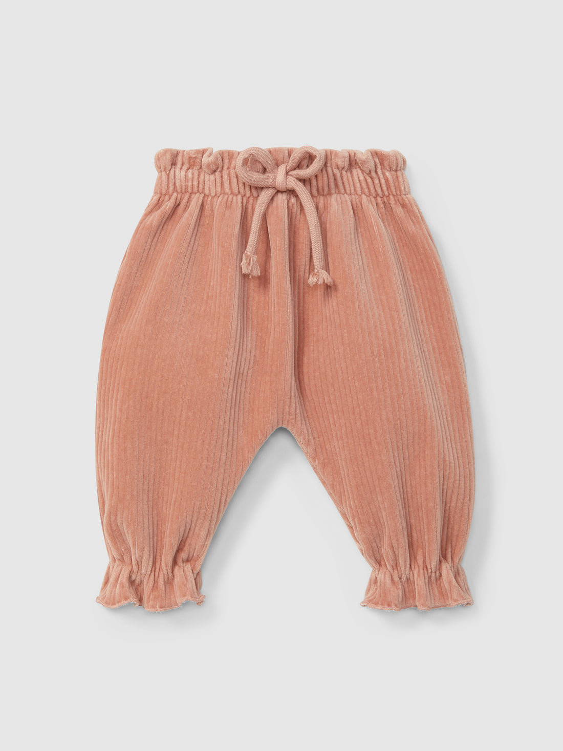 Corduroy Pull-up Pants with Decorative Drawstring