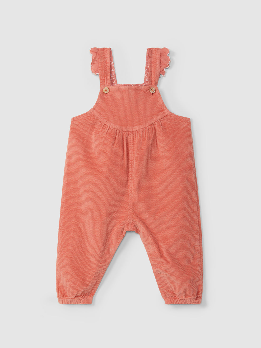 Corduroy Overalls with Ruffle Detail