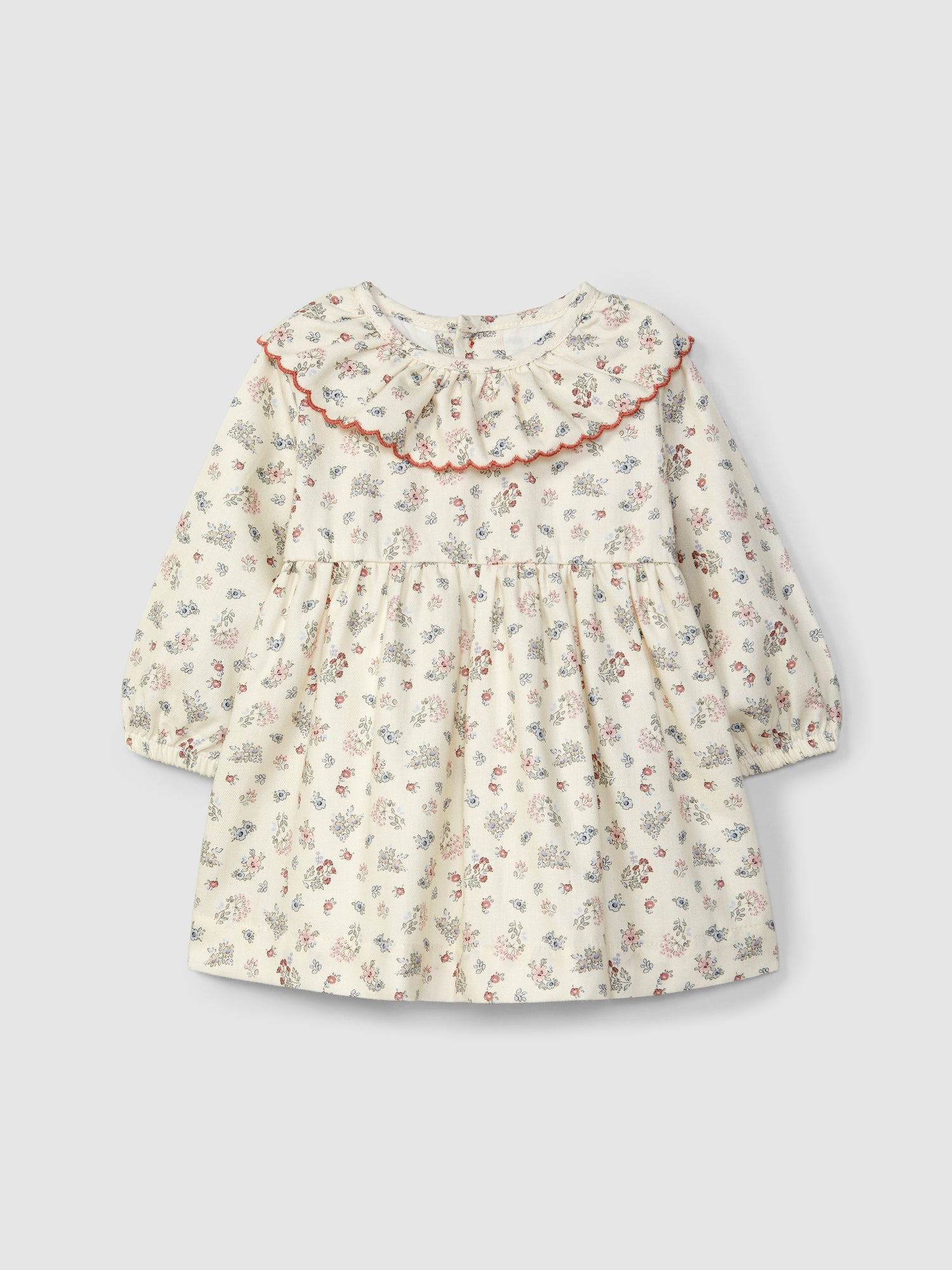 Vestido Flores Delicadas Gola de Folho