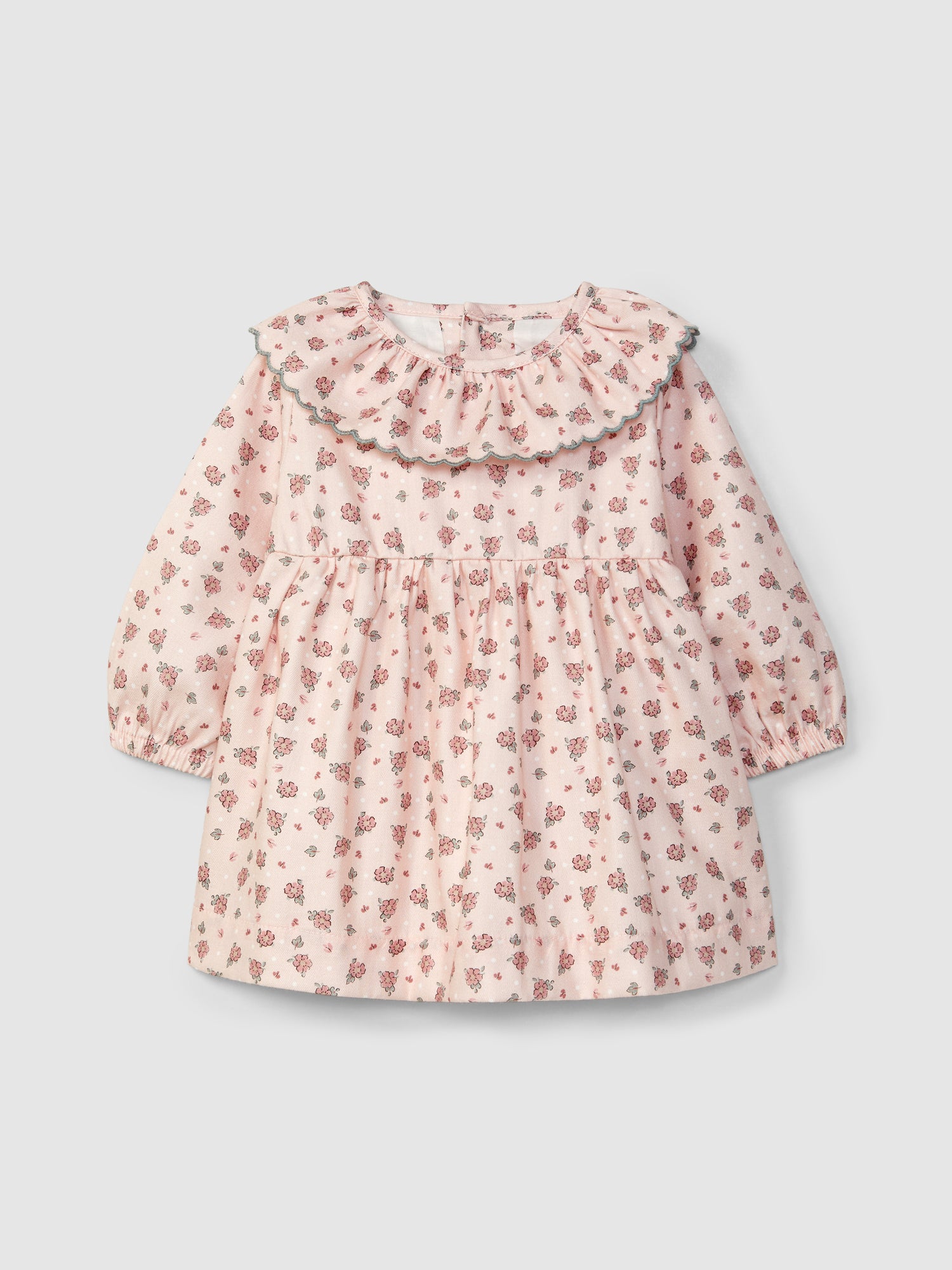 Vestido Flores Delicadas Gola de Folho