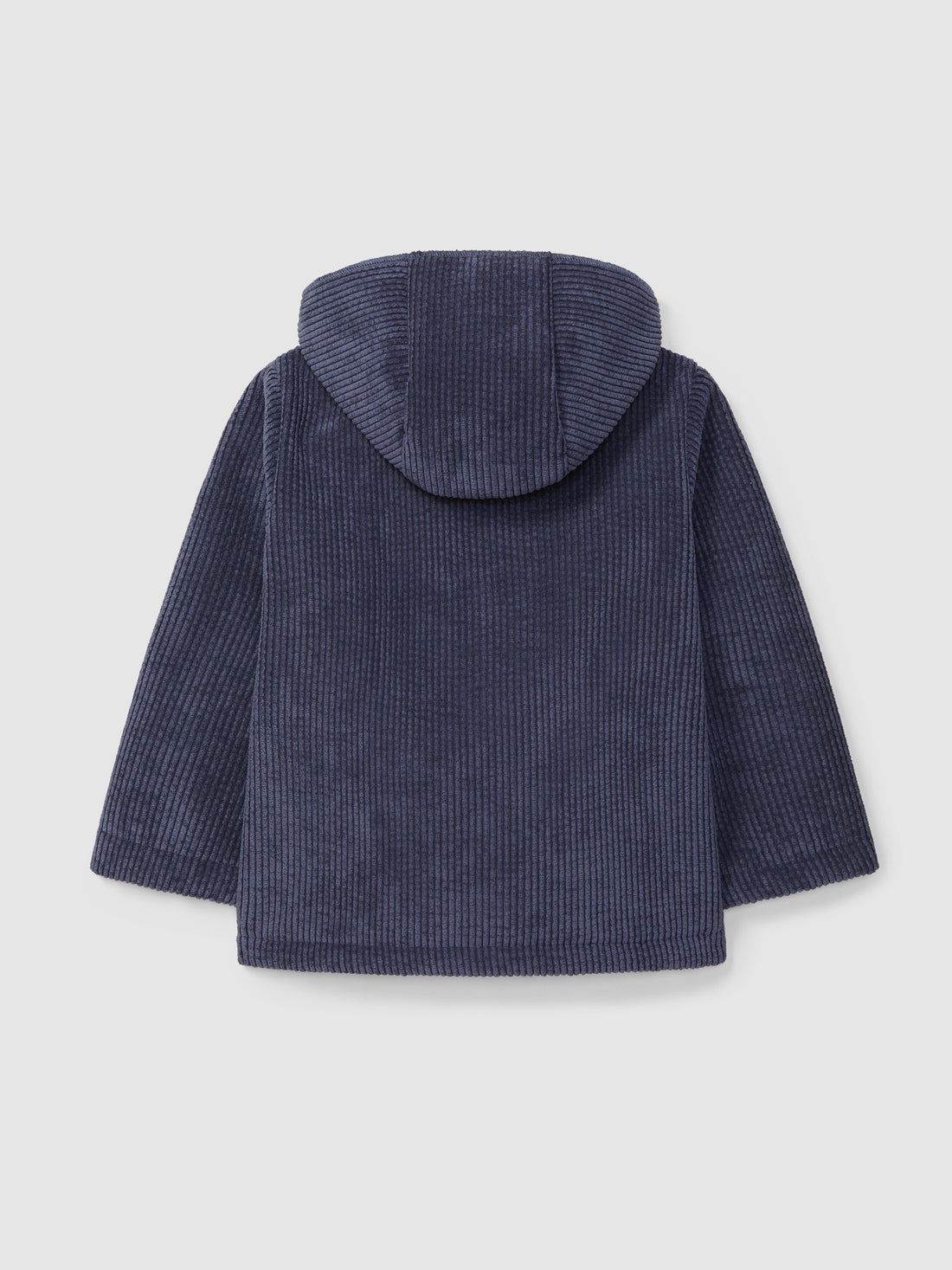 Corduroy Hooded Coat with Fur