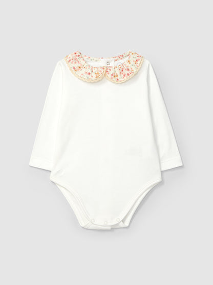 Body Gola Tecido Foral Detalhe de Renda