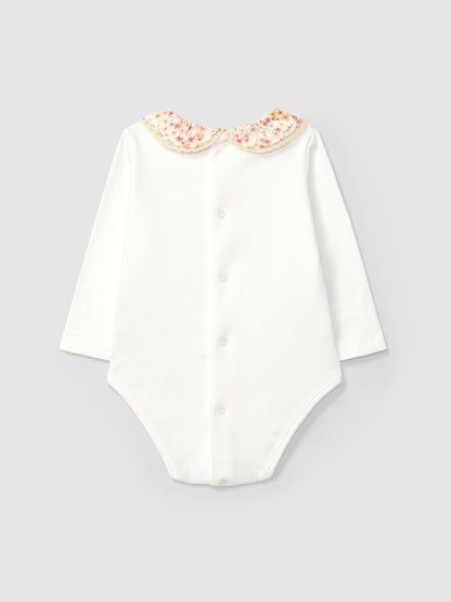 Body Gola Tecido Foral Detalhe de Renda