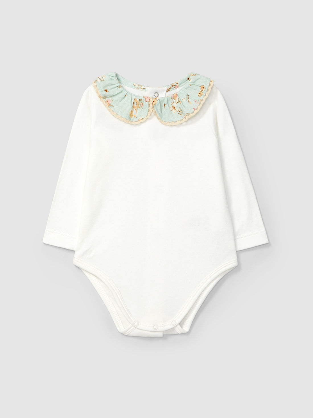 Body Gola Tecido Foral Detalhe de Renda