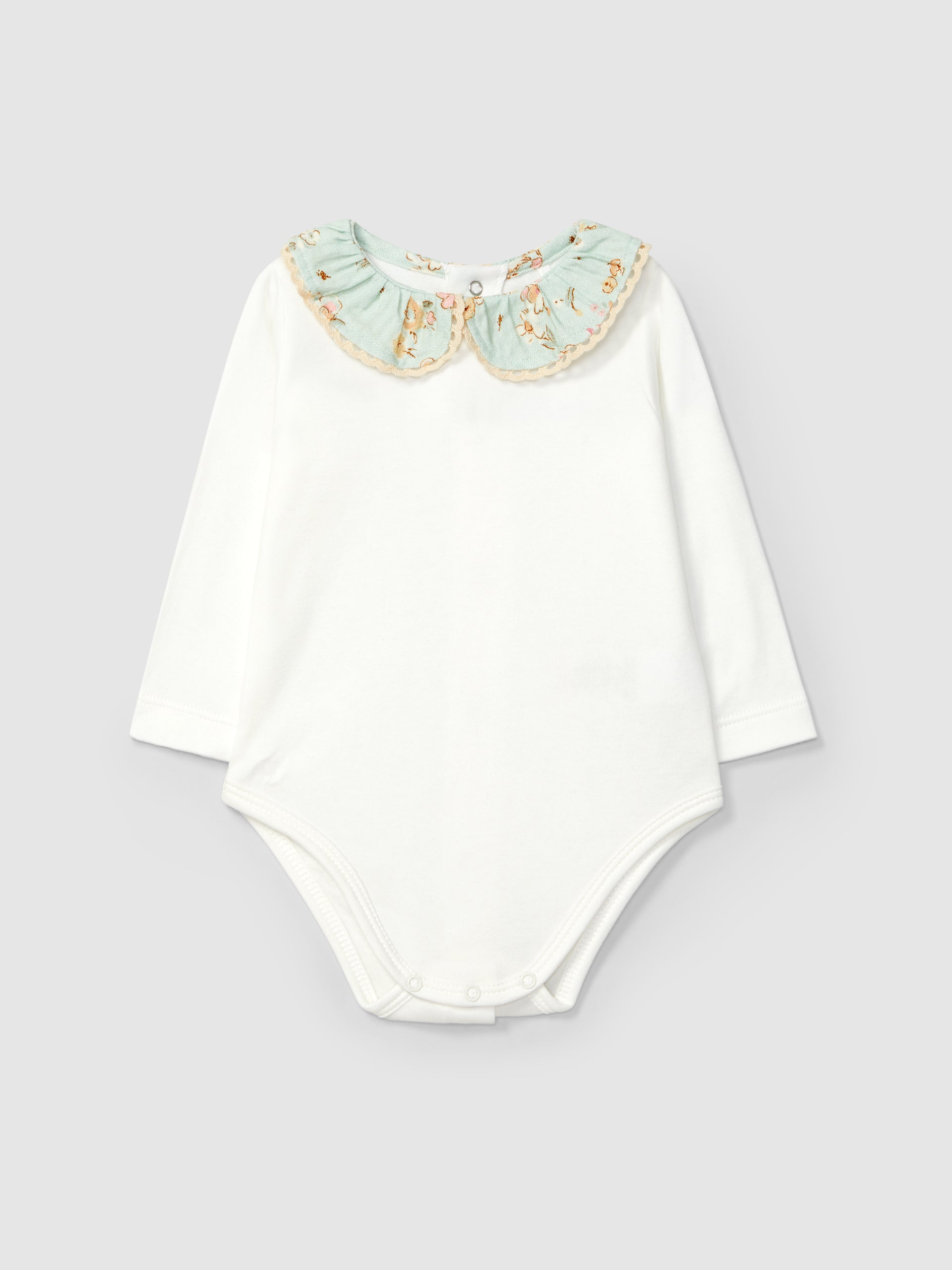 Body Gola Tecido Foral Detalhe de Renda