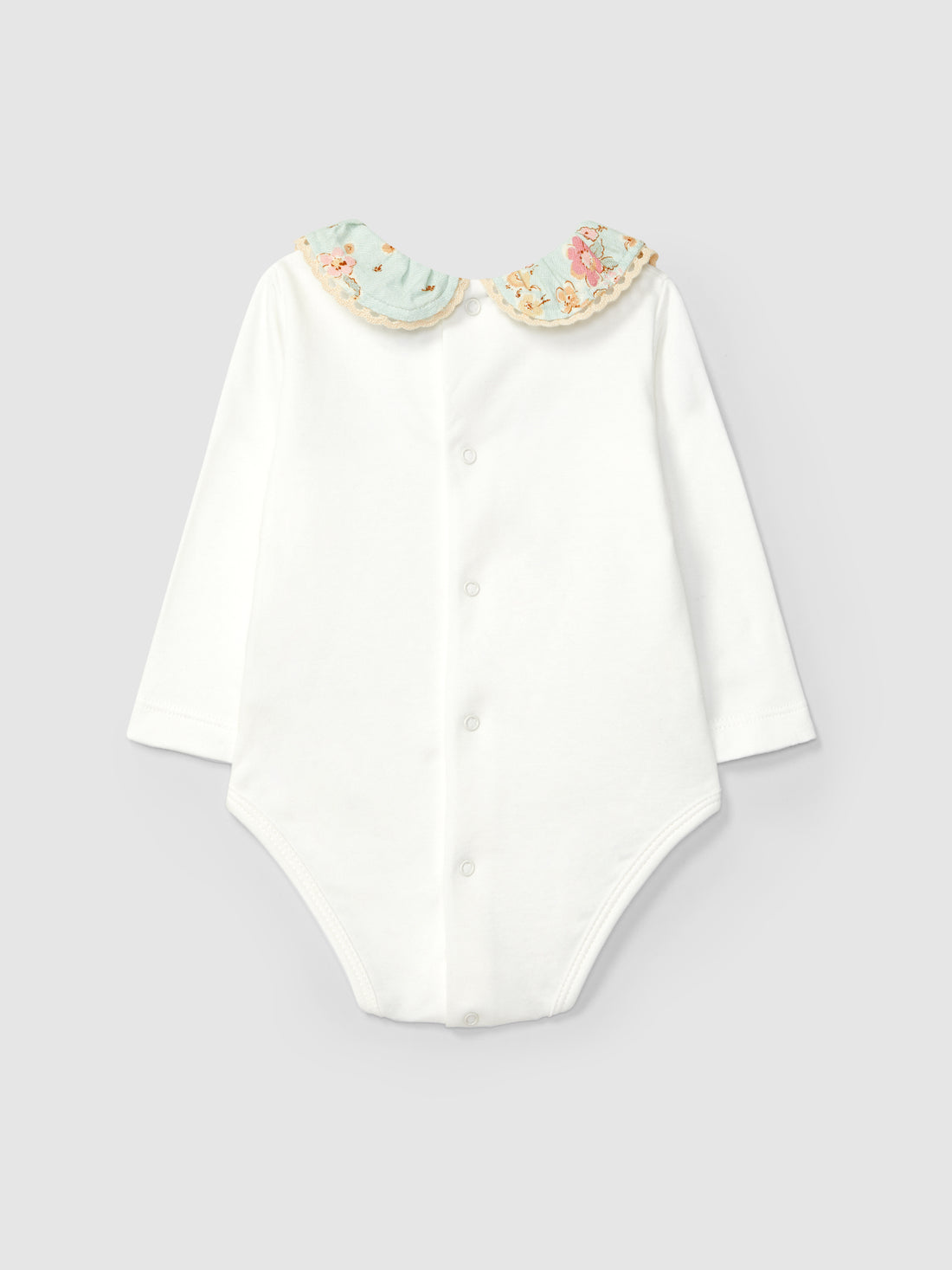 Body Gola Tecido Foral Detalhe de Renda