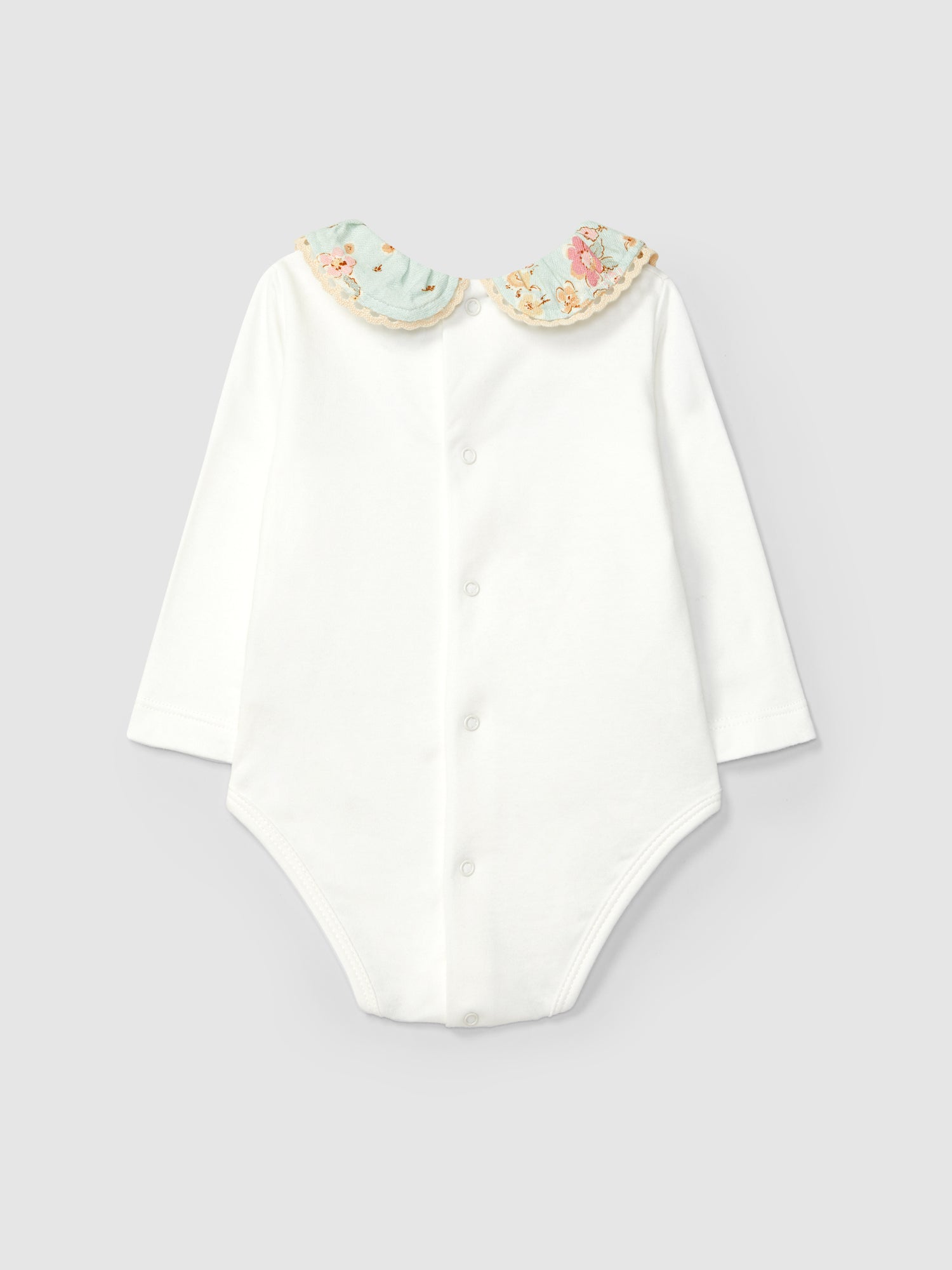 Body Gola Tecido Foral Detalhe de Renda