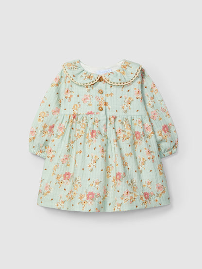 Vestido Floral Detalhe de Renda