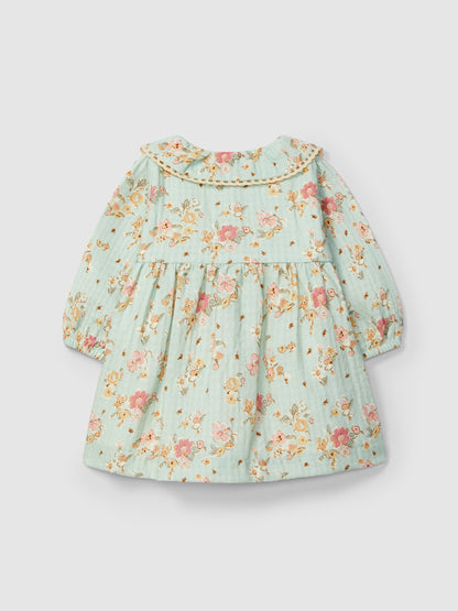 Vestido Floral Detalhe de Renda