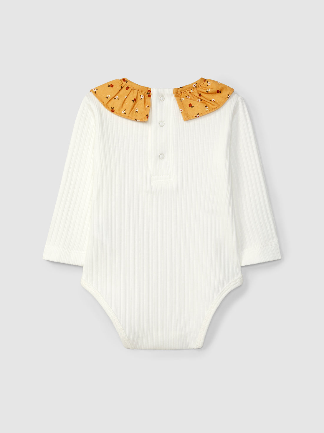 Body en maille côtelée avec col à volants fleuris