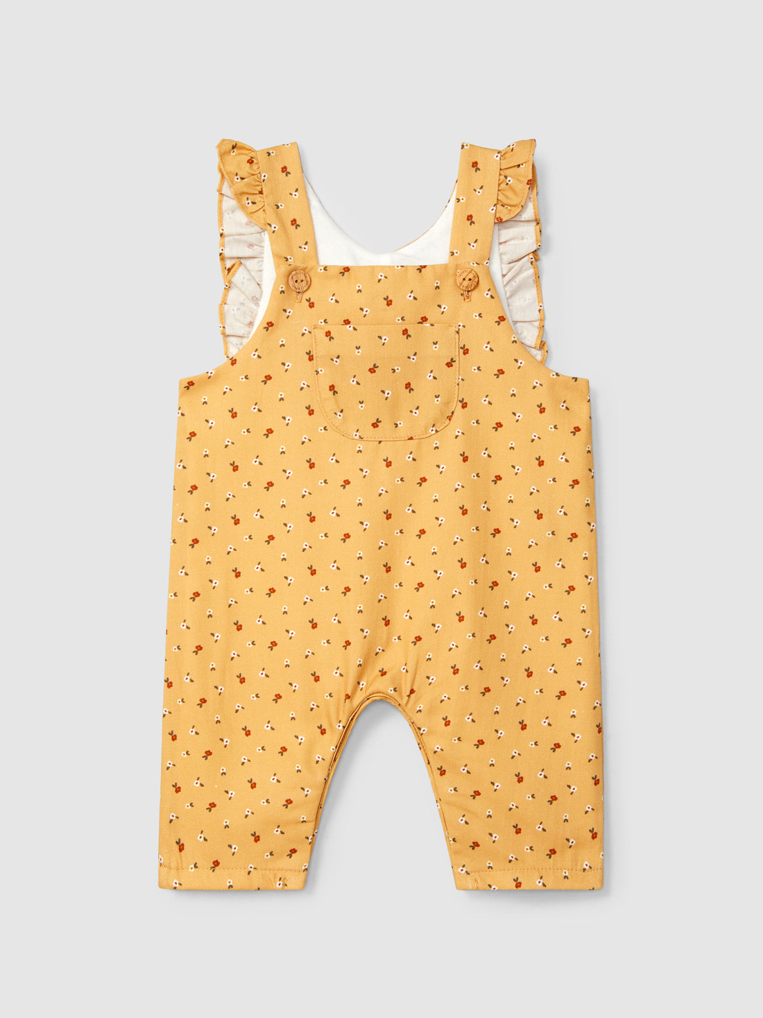 Floral Print and Ruffle Overalls