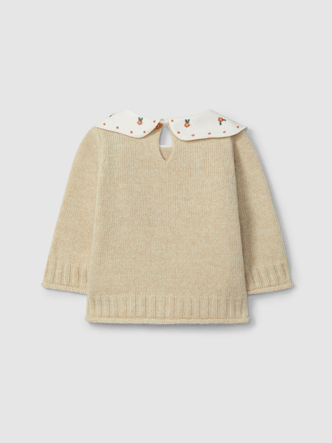 Camisola Tricotada Gola Tecido Bordado