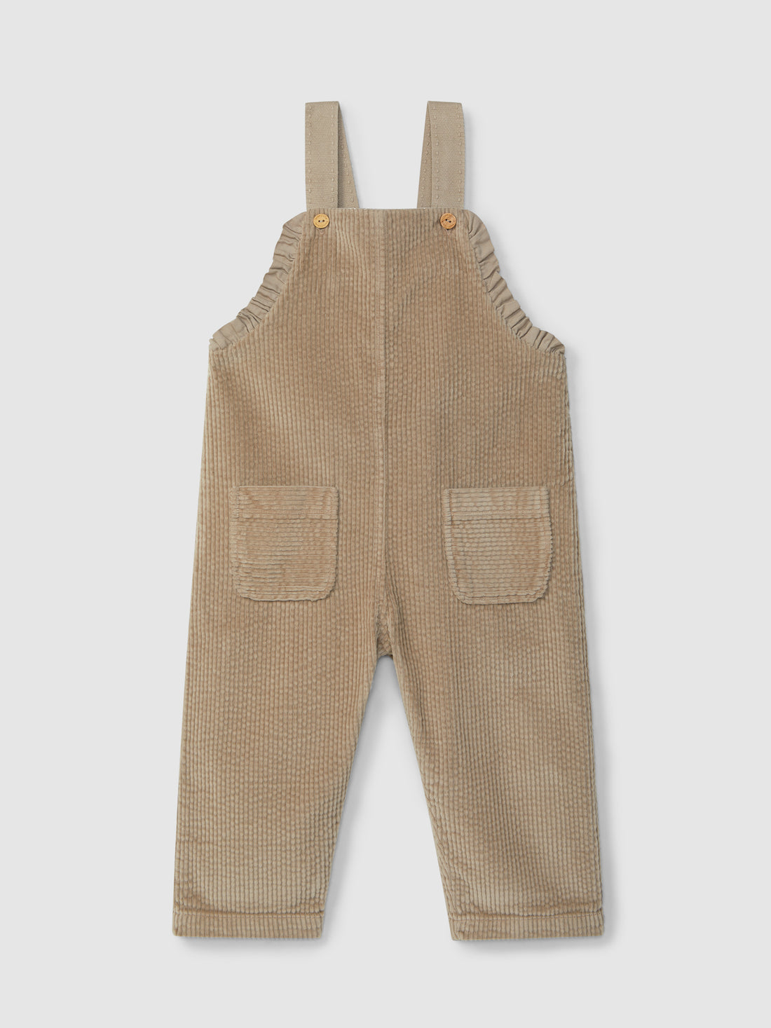 Corduroy Overalls with Pockets and Ruffles
