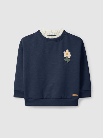 Sweatshirt Flor e Bordado Inglês