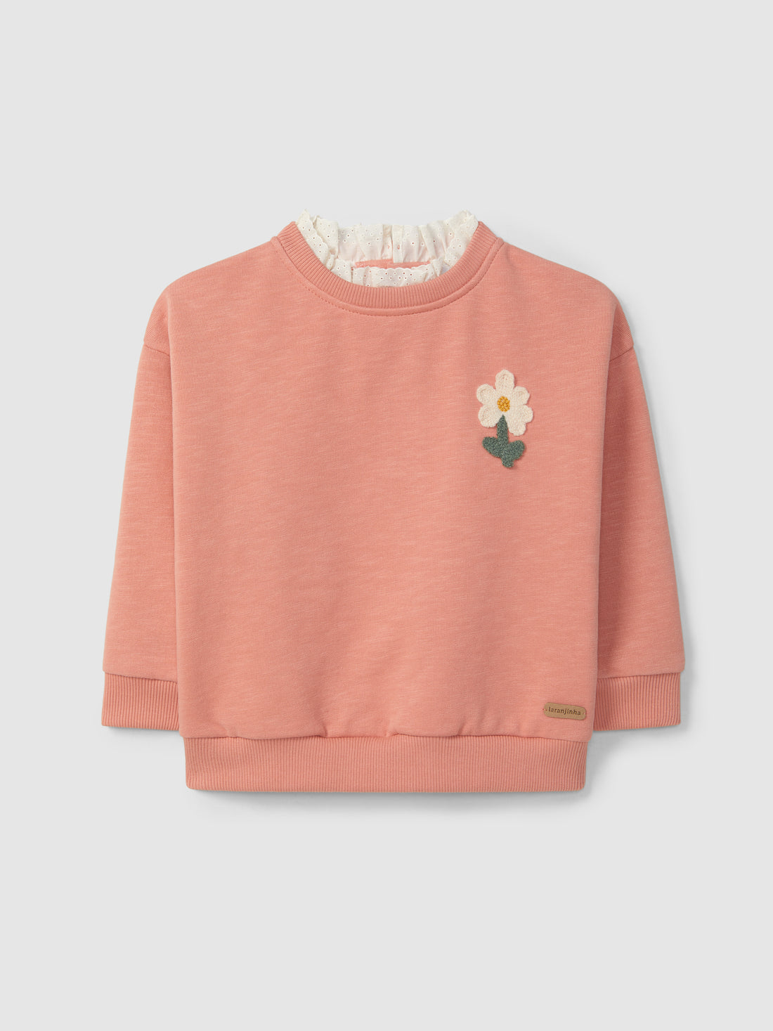 Sweatshirt Flor e Bordado Inglês