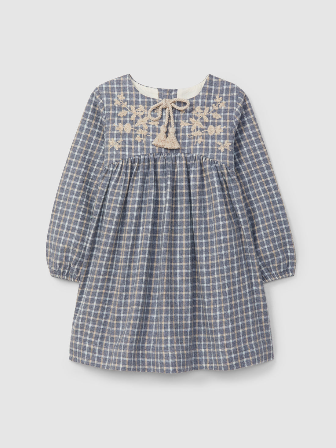Vestido Xadrez Bordado Fio de Lã