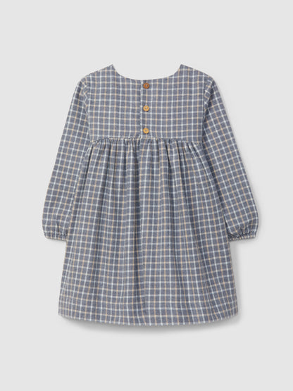 Vestido Xadrez Bordado Fio de Lã