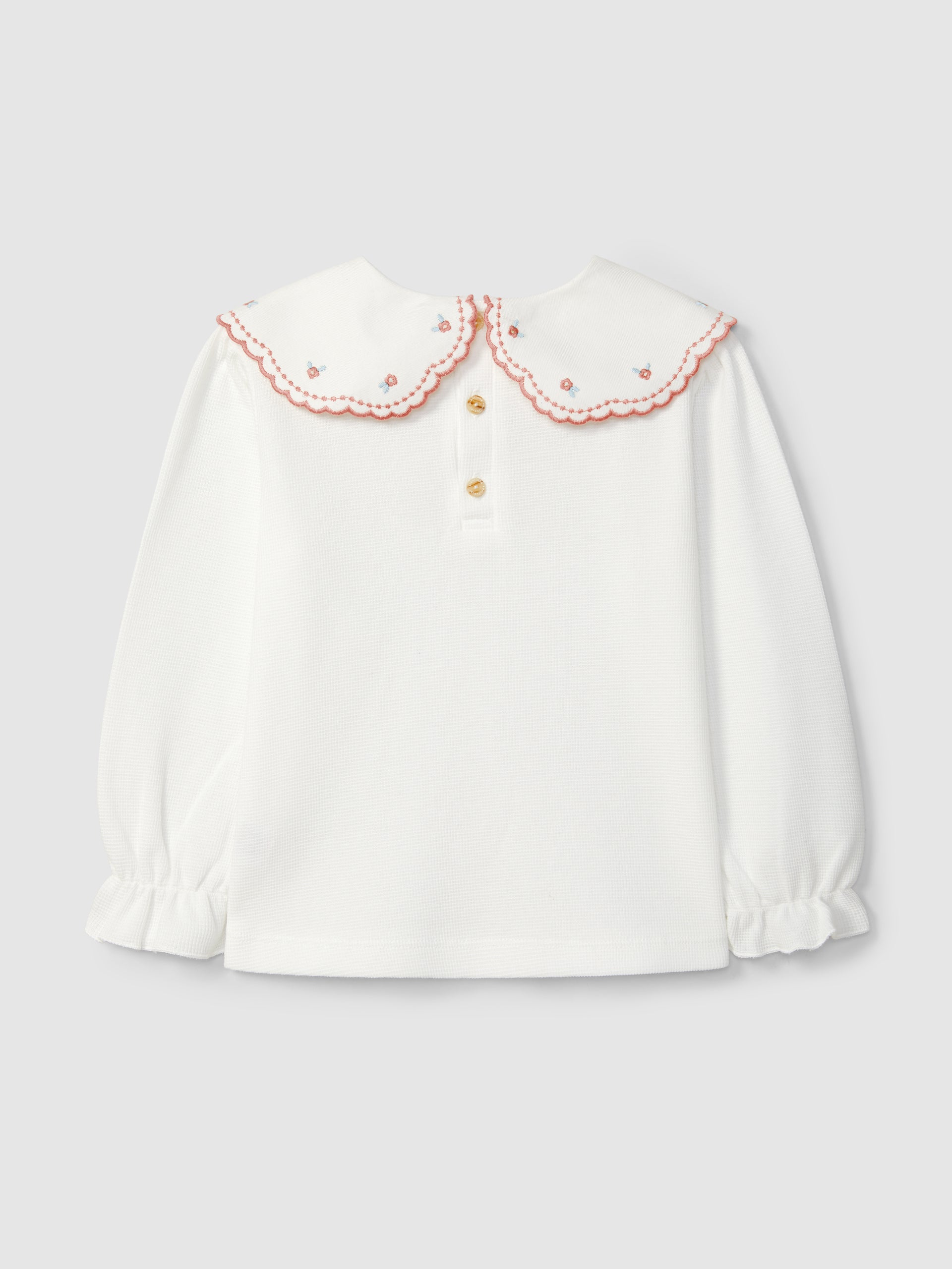 Longsleeve em Malha Waffle com Gola