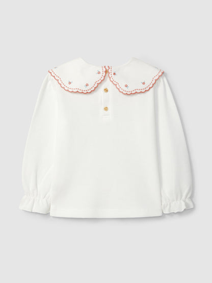 Longsleeve em Malha Waffle com Gola