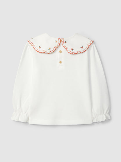 Longsleeve em Malha Waffle com Gola