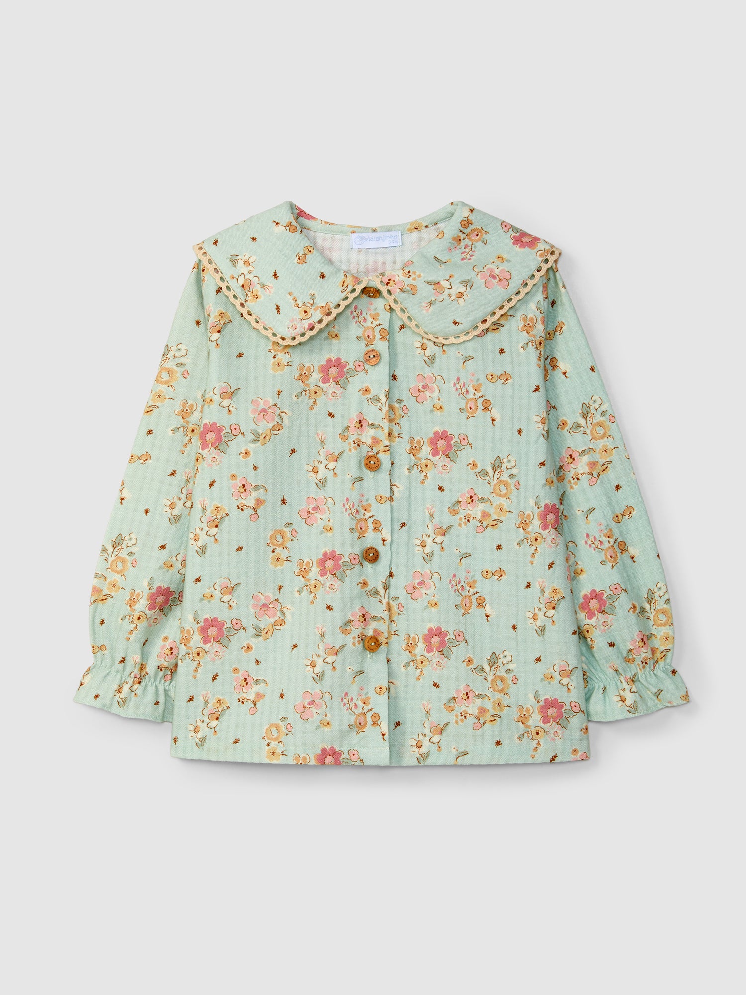 Blusa Floral Renda na Gola