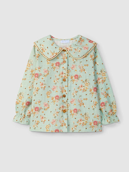 Blusa Floral Renda na Gola