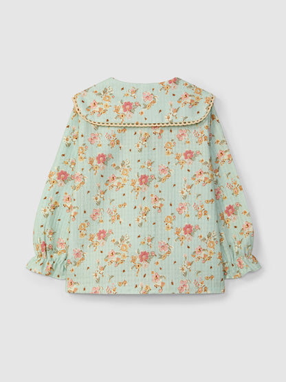 Blusa Floral Renda na Gola