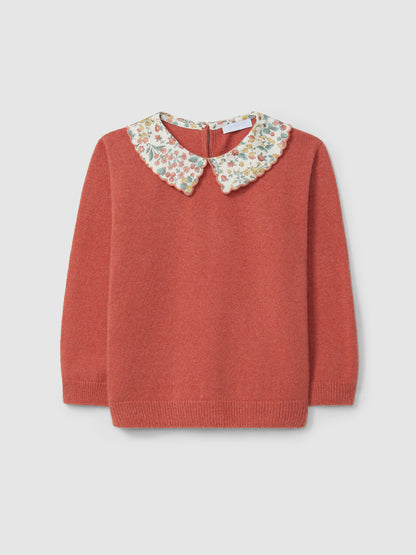 Camisola Tricotada Gola em Tecido