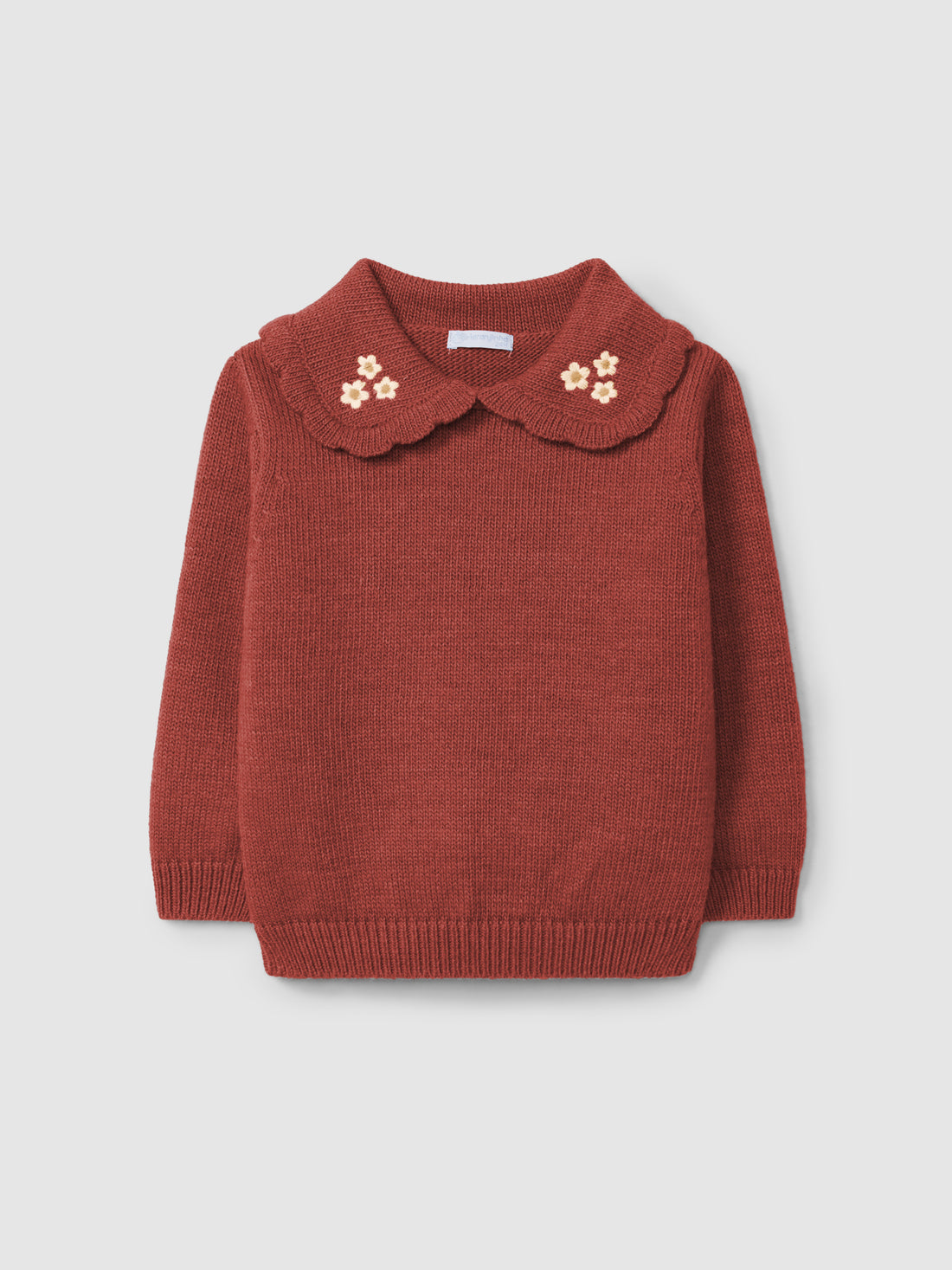 Camisola Tricotada Gola Flores Bordadas