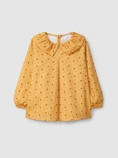 Blusa Floral e Gola de Folho