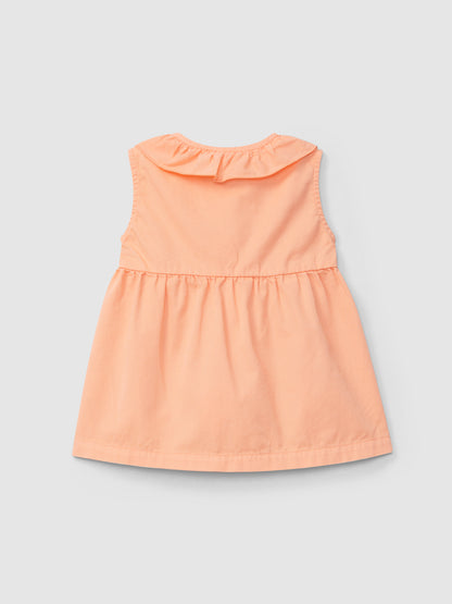 Ruffle Collar Twill Dress