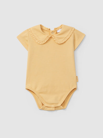 Fabric Collar Bodysuit with Ruffle Detail