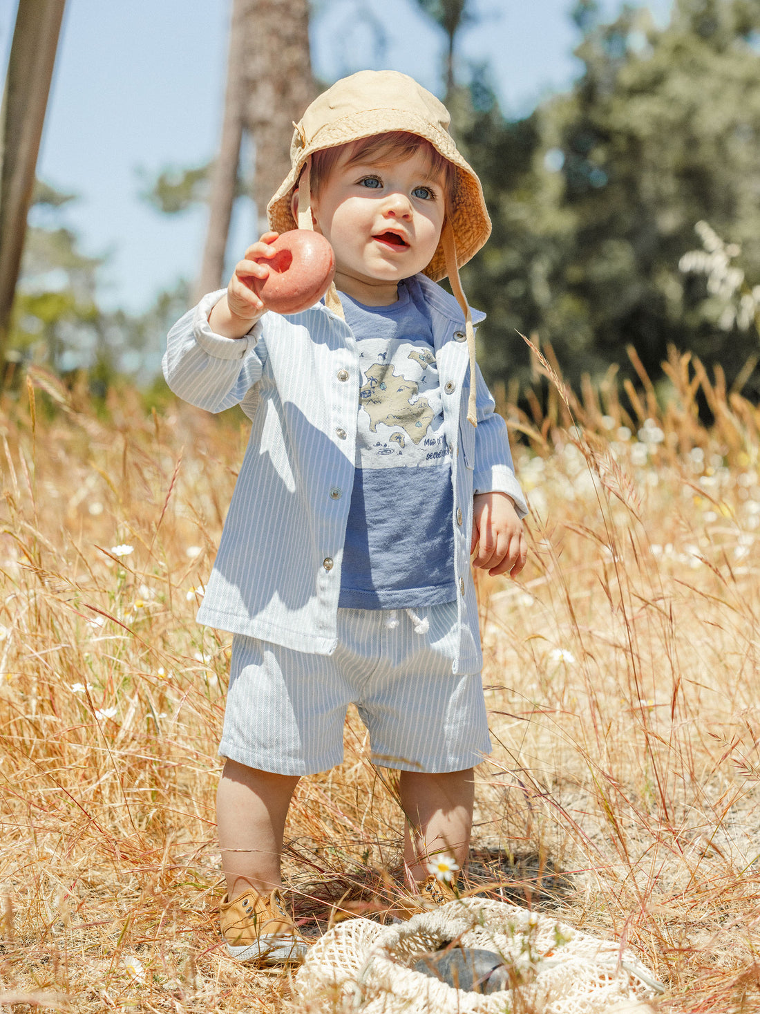 Calções Pull-up Denim de Riscas