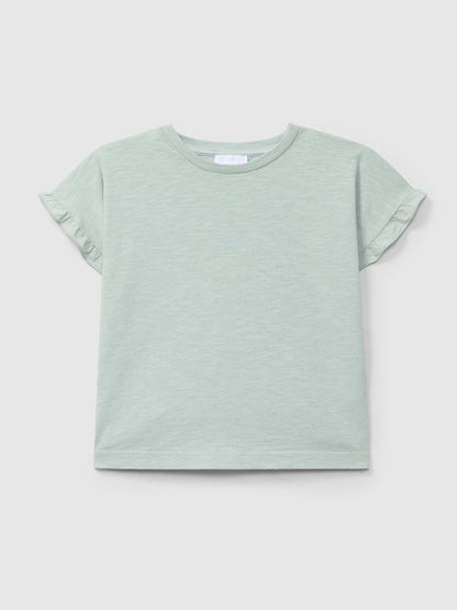 T-shirt Detalhe de Folho Mangas