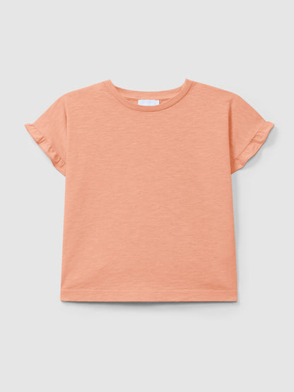 T-shirt Detalhe de Folho Mangas
