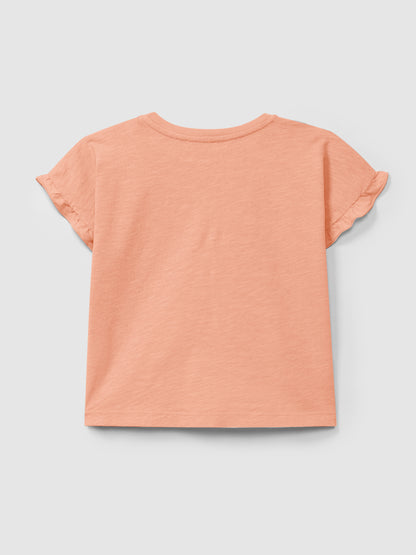 T-shirt Detalhe de Folho Mangas