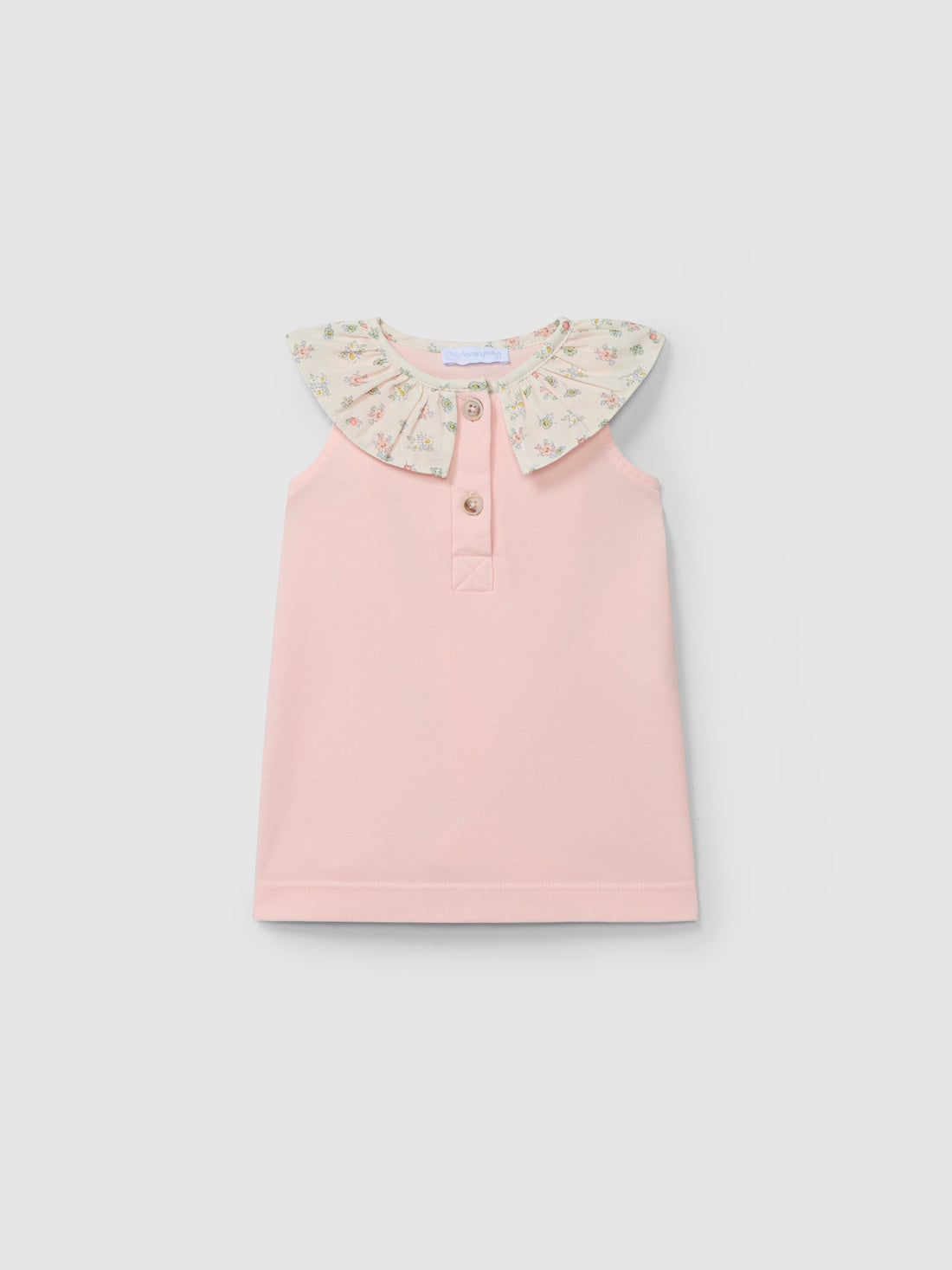 Vestido Piqué com Gola de Folho