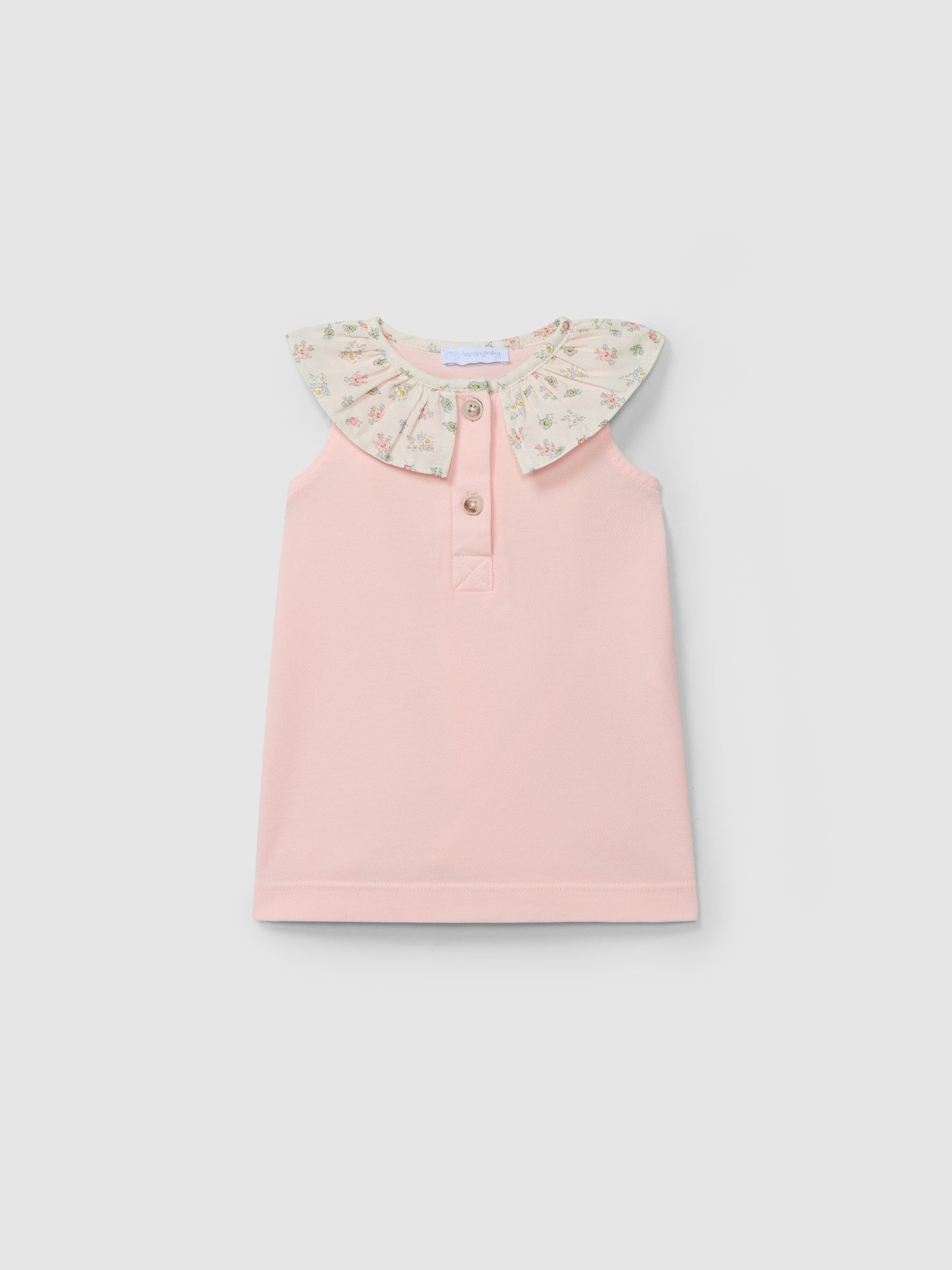 Vestido Piqué com Gola de Folho