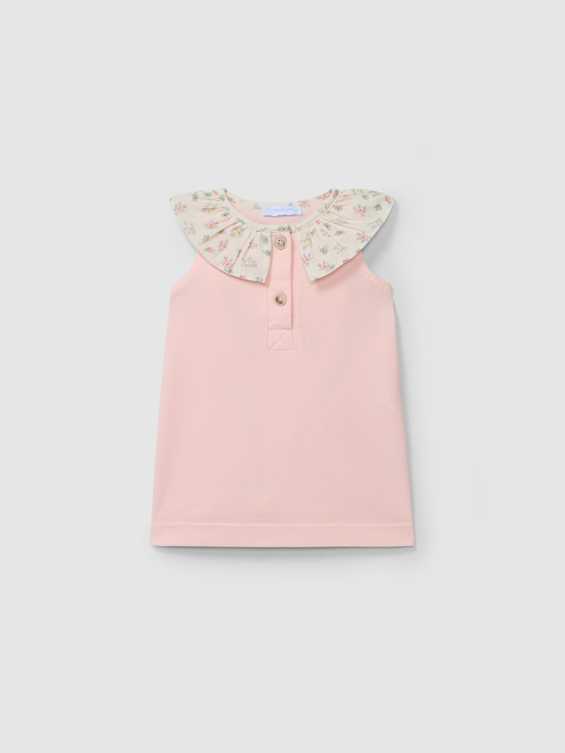 Vestido Piqué com Gola de Folho