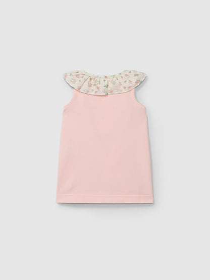 Vestido Piqué com Gola de Folho